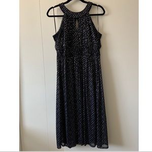 Midnight Blue Dress with Silver Sparkles